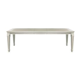 Modern Glam Design 1pc Dining Table with Extension Leaf Silver Finish Acrylic Inset Framing Dining Room Furniture