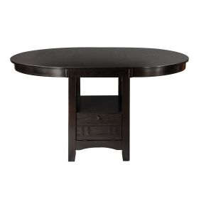 Dark Cherry Finish Counter Height 1pc Dining Table w Extension Leaf and Storage Base Traditional Design Dining Room Furniture