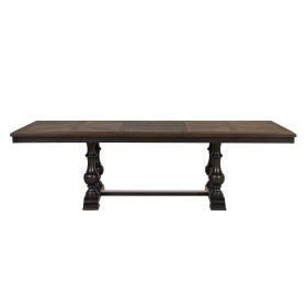 Traditional Classic Brown 1pc Dinng Table with Self Storing Extension Leaf Wooden Dining Room Furniture