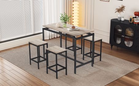 TREXM 5-Piece Compact Bar Table Set with Table and Stools - Modern Industrial Design, Space-Saving Furniture for Dining Room and Breakfast Nook (