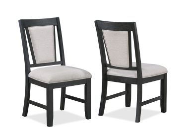 2pc Contemporary Dining Side Chair Upholstered Padded Seat Back Gray Finish Wooden Furniture Dining Room