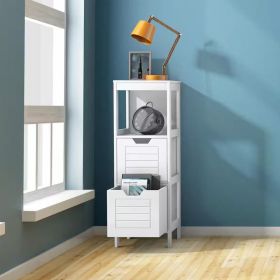 1PC Lockers multifunction Bathroom Wooden Floor Cabinet Organizer  with Storage Rack (Color: White)